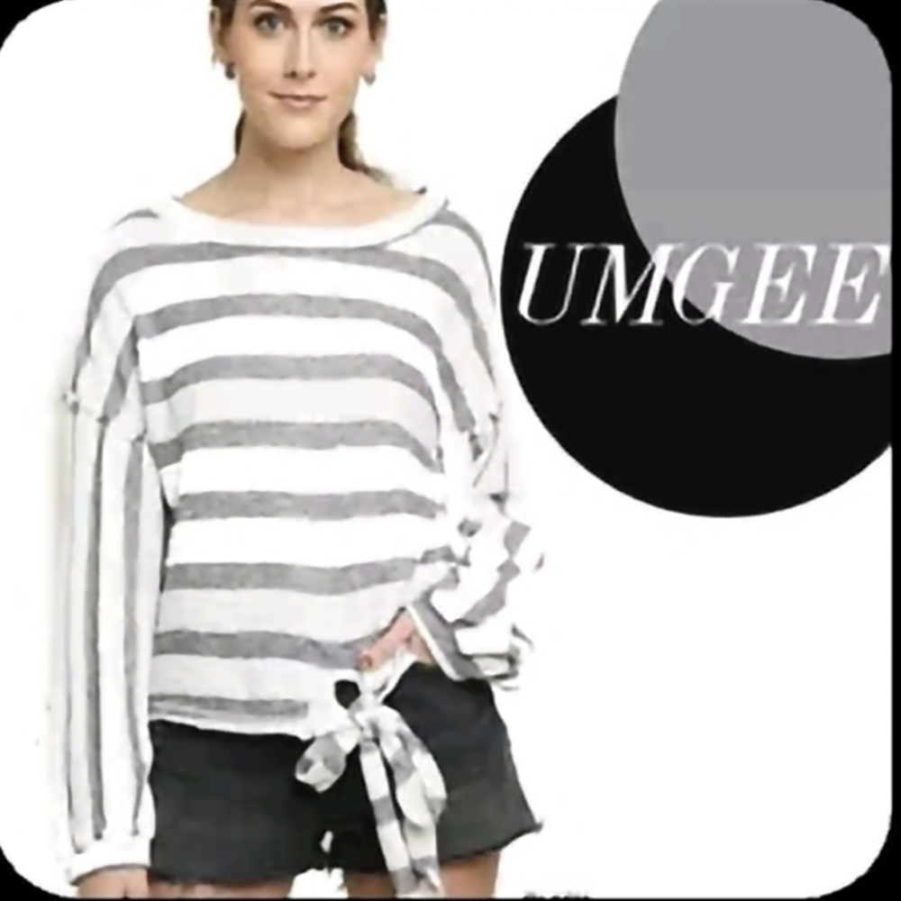 NWT Umgee Striped Knot Hem Top Size 2X